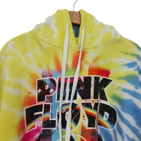 Pink Floyd Hoodie Womens XL Multicolor Cropped Tie Dye The Dark Side Of The Moon - Picture 3 of 12